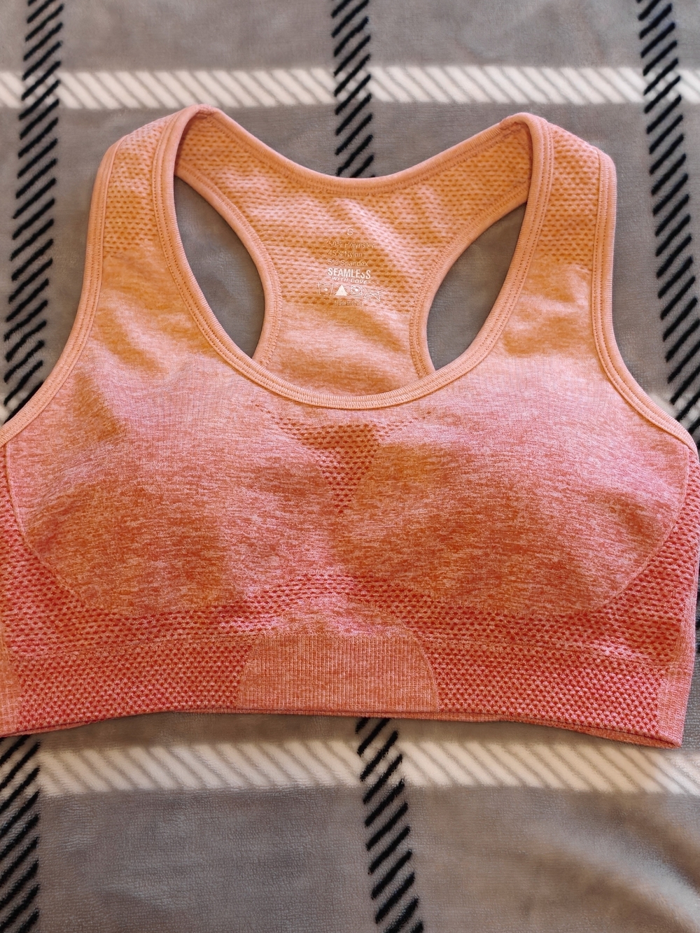 Peach Sunset Ombre Racerback Sports Bra Lightly Padded Low/Medium Support Small